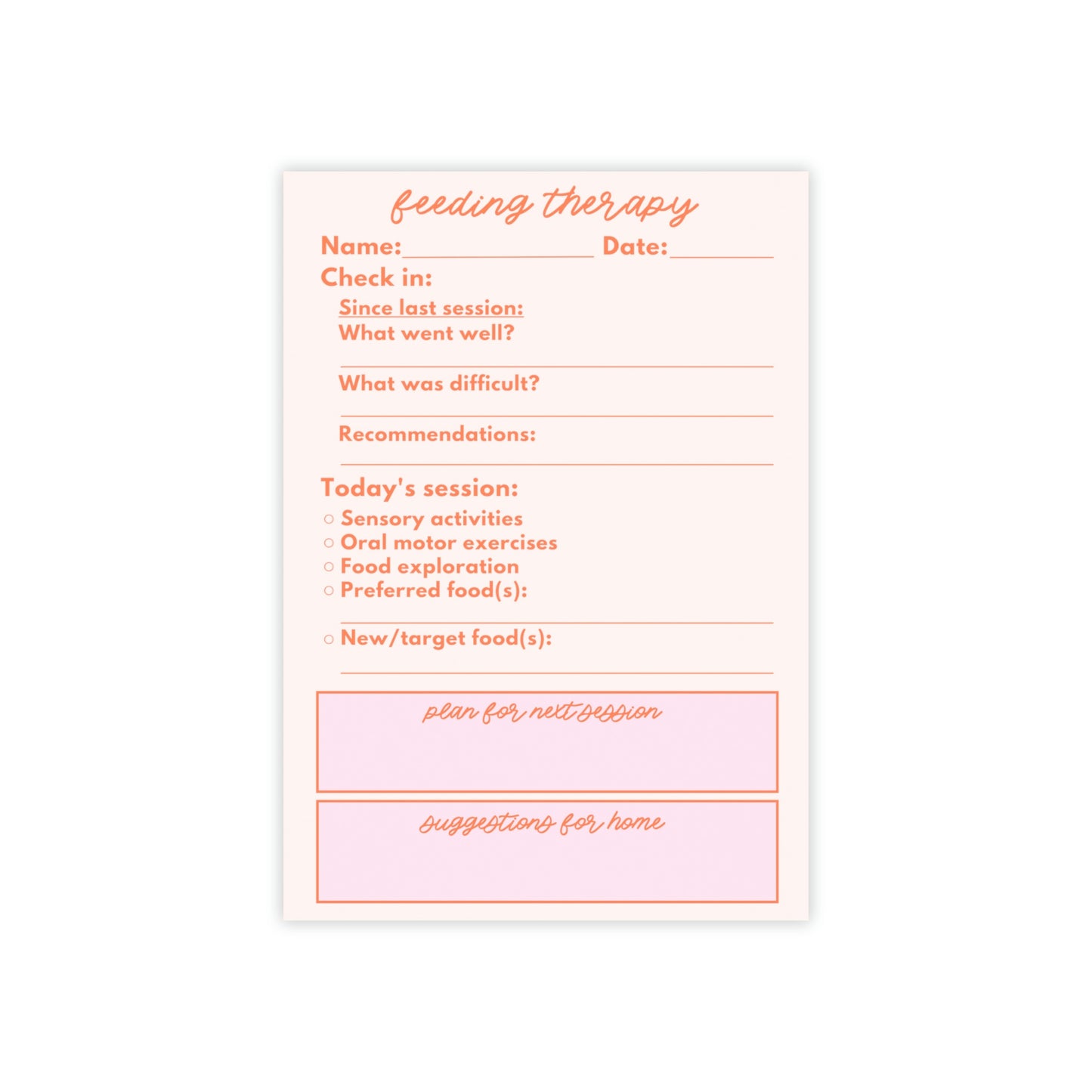 Feeding Therapy Post-it® Note Pads 4 x 6