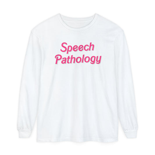 Pink Speech Pathologist Long Sleeve Comfort Colors T-Shirt