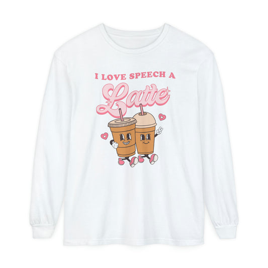 I Love Speech a Latte Long Sleeve Comfort Colors T-Shirt