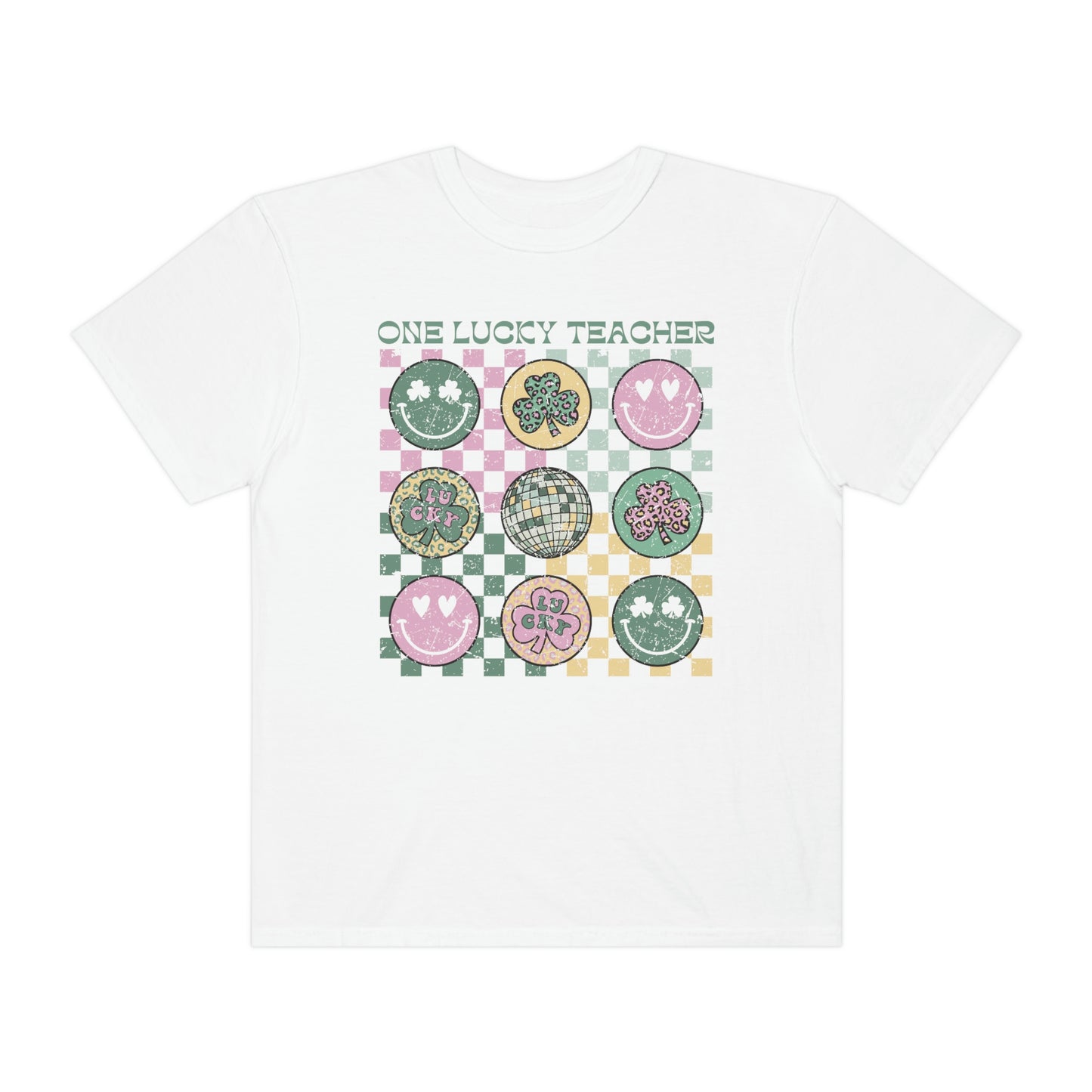 One Lucky Teacher Distressed Comfort Colors T-Shirt