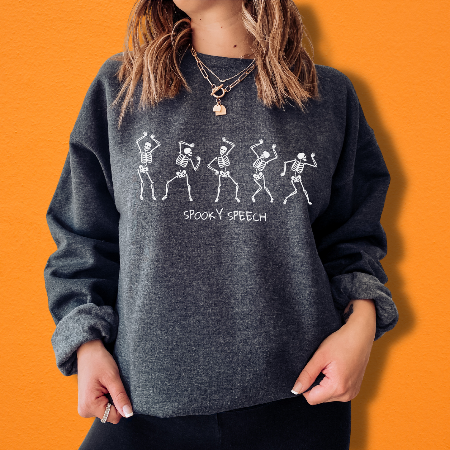 Spooky Speech Skeletons Crewneck Sweatshirt