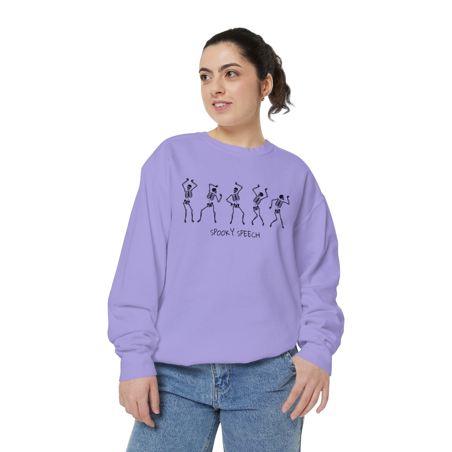 Spooky Speech Skeletons Comfort Colors Sweatshirt