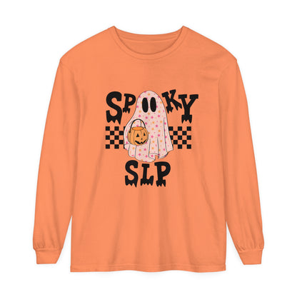 Spooky SLP Checkerboard Long Sleeve Comfort Colors T-Shirt