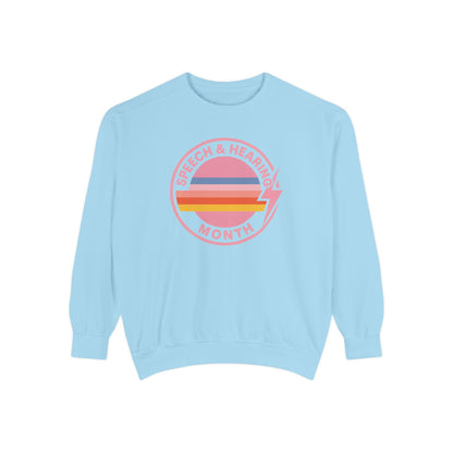 Speech & Hearing Month Retro Stripes Comfort Colors Sweatshirt