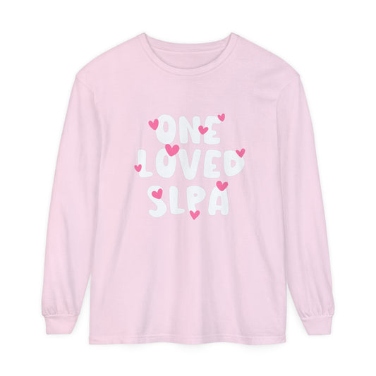 One Loved SLPA Hearts Long Sleeve Comfort Colors T-Shirt