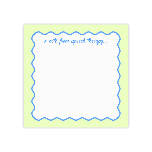 A Note from Speech Therapy Post-it® Note Pad | Green & Blue