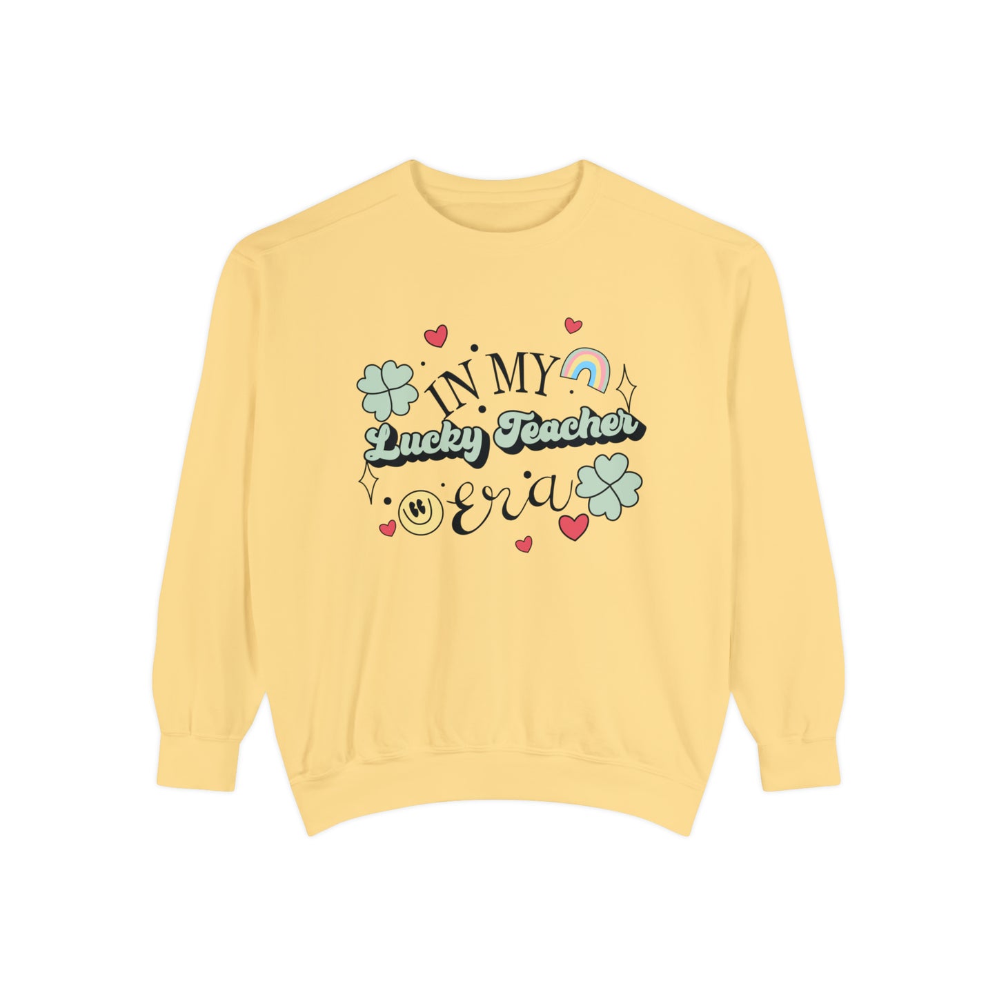 In My Lucky Teacher Era Comfort Colors Sweatshirt