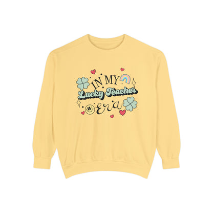 In My Lucky Teacher Era Comfort Colors Sweatshirt