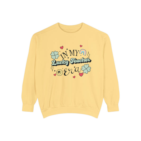In My Lucky Teacher Era Comfort Colors Sweatshirt