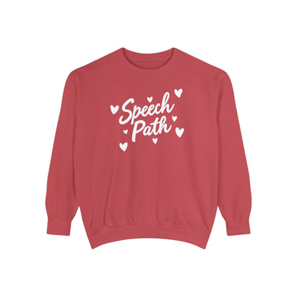 Speech Path Hearts Comfort Colors Sweatshirt