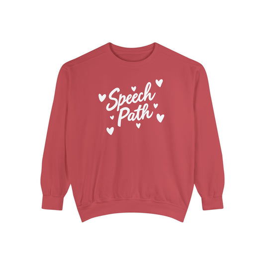 Speech Path Hearts Comfort Colors Sweatshirt