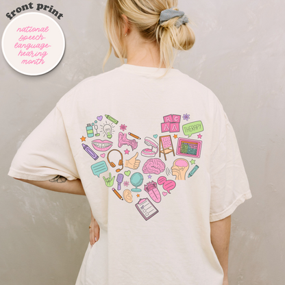 National Speech-Language-Hearing Month Comfort Colors T-Shirt | Front and Back Print