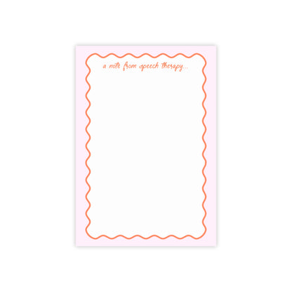 A Note from Speech Therapy Post-it® Note Pad | Pink & Coral