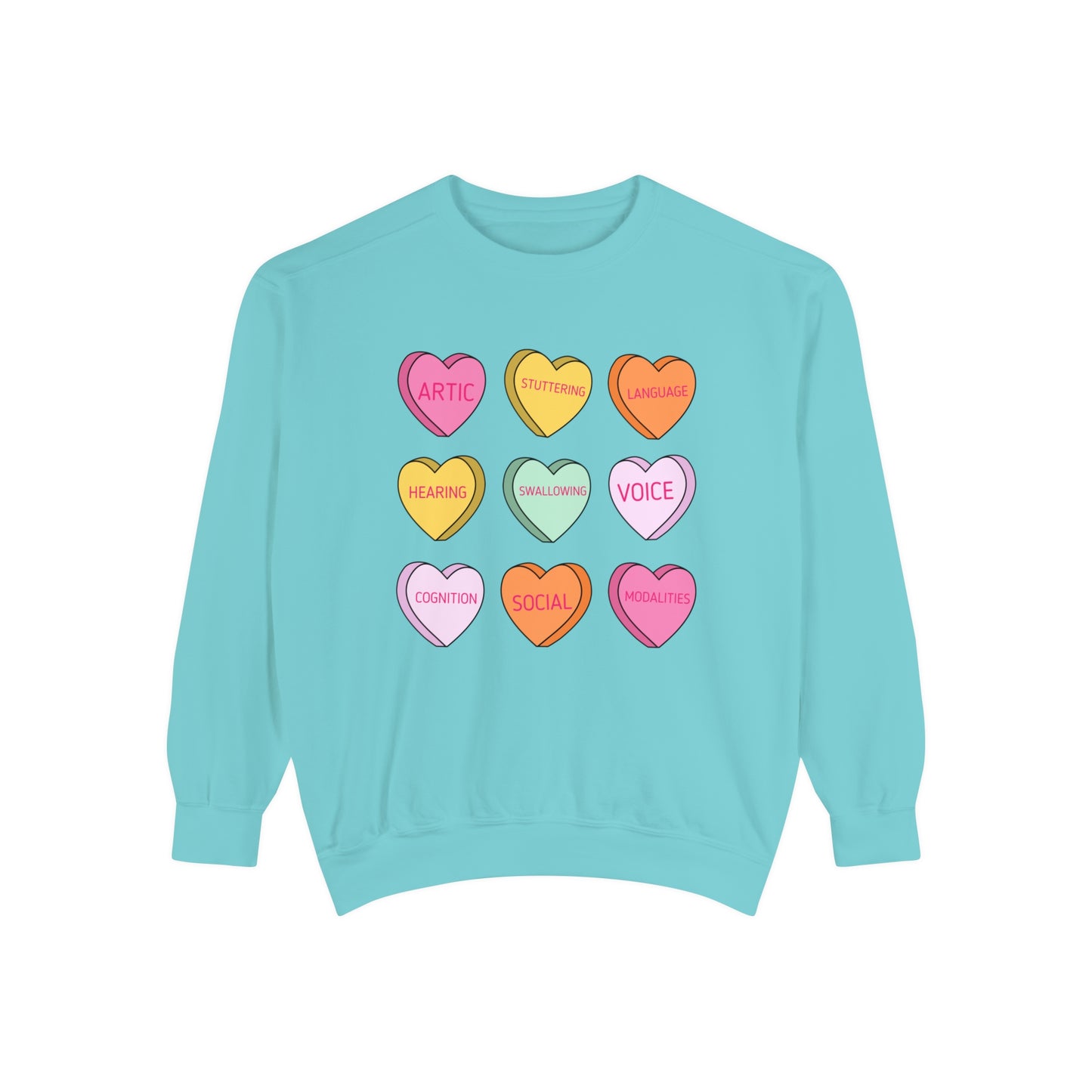 Speech Scope Candy Hearts Comfort Colors Sweatshirt
