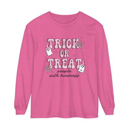 Trick or Treat People With Kindness Long Sleeve Comfort Colors T-Shirt