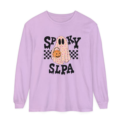 Spooky SLPA Checkerboard Long Sleeve Comfort Colors T-Shirt