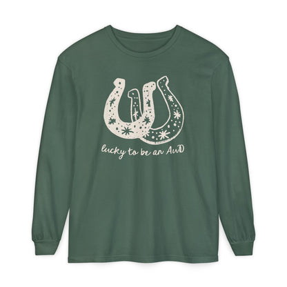 Lucky AuD Horseshoe Long Sleeve Comfort Colors T-Shirt