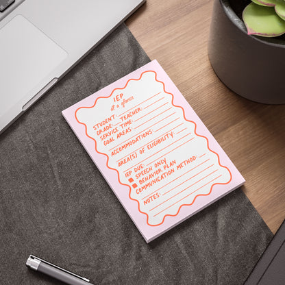 IEP At A Glance Post-it® Note Pad | Pink & Coral