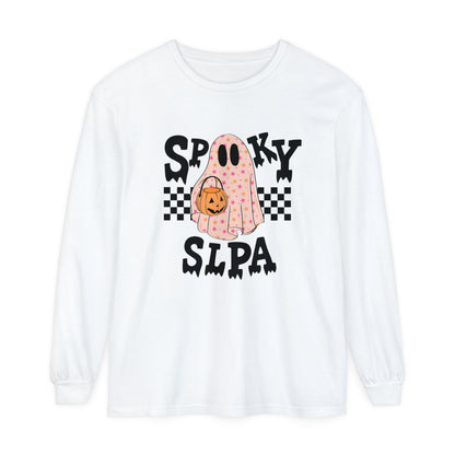Spooky SLPA Checkerboard Long Sleeve Comfort Colors T-Shirt