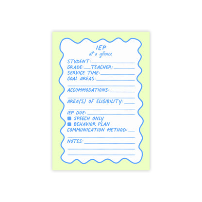 IEP At A Glance Post-it® Note Pad | Blue & Green