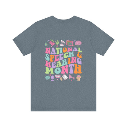 National Speech & Hearing Month Jersey T-Shirt | Front and Back Print