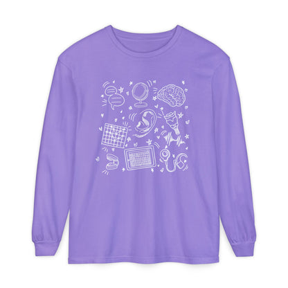 Speech & Hearing Doodles Long Sleeve Comfort Colors T-Shirt
