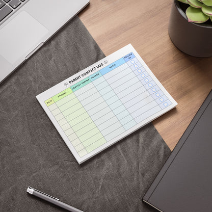Parent Contact Log Post-it® Note Pad | Green & Blue