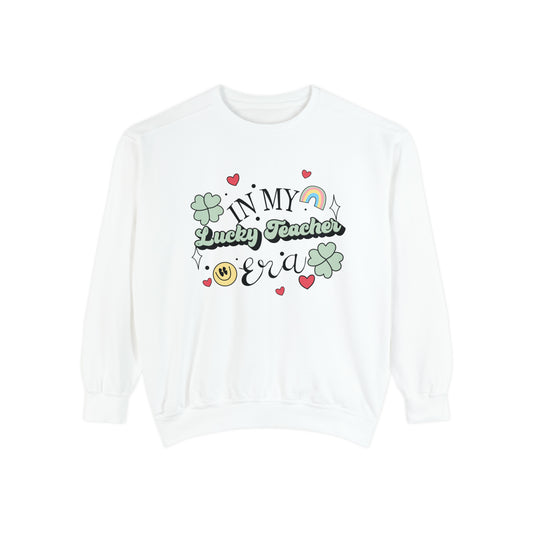 In My Lucky Teacher Era Comfort Colors Sweatshirt