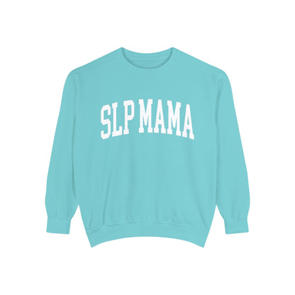 SLP Mama Collegiate Font Comfort Colors Sweatshirt