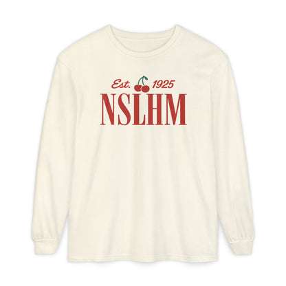NSLHM Cherries Long Sleeve Comfort Colors T-Shirt | Front and Back Print