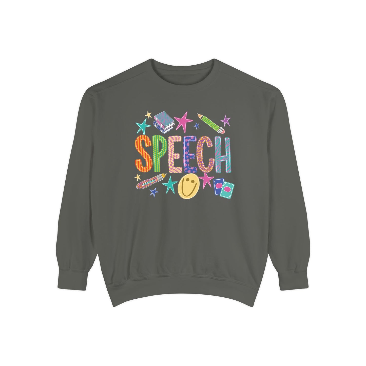 Colorful Retro Speech Comfort Colors Sweatshirt