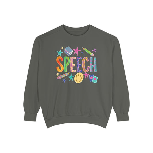 Colorful Retro Speech Comfort Colors Sweatshirt