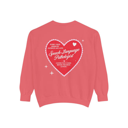 SLP Heart Patch Comfort Colors Sweatshirt | Front and Back Print