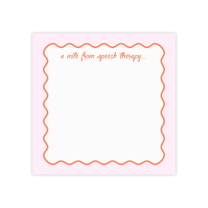 A Note from Speech Therapy Post-it® Note Pad | Pink & Coral