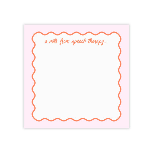 A Note from Speech Therapy Post-it® Note Pad | Pink & Coral
