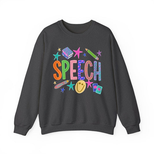 Colorful Retro Speech Crewneck Sweatshirt