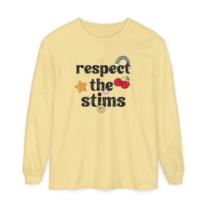 Respect The Stims Distressed Long Sleeve Comfort Colors T-Shirt