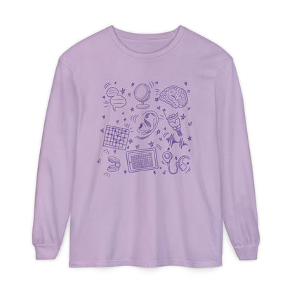 Speech & Hearing Doodles Long Sleeve Comfort Colors T-Shirt