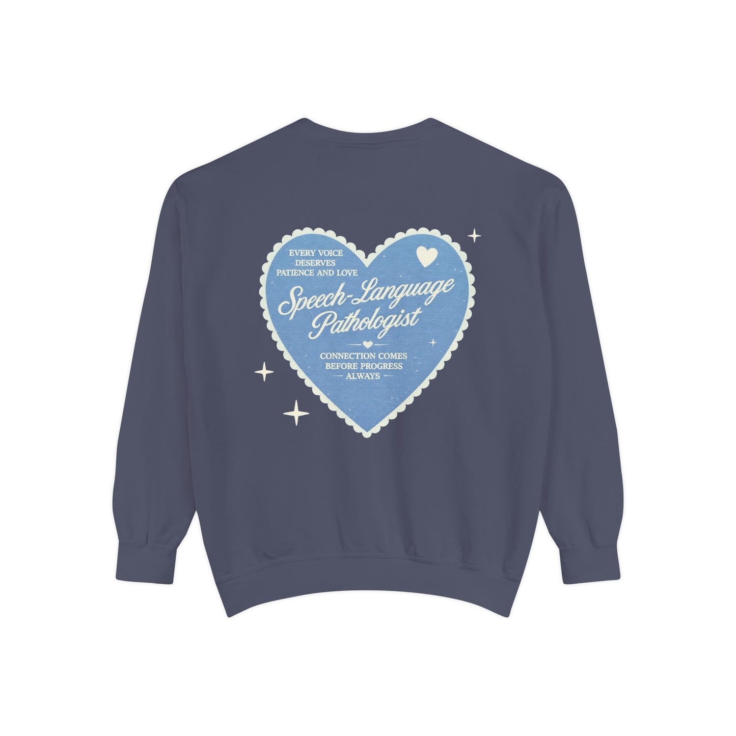 SLP Heart Patch Comfort Colors Sweatshirt | Front and Back Print