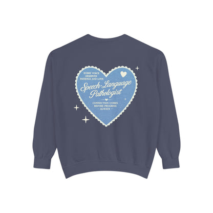 SLP Heart Patch Comfort Colors Sweatshirt | Front and Back Print