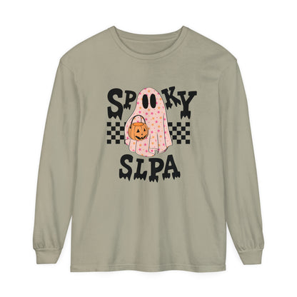 Spooky SLPA Checkerboard Long Sleeve Comfort Colors T-Shirt