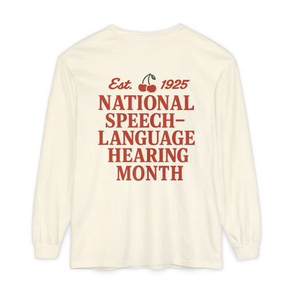 NSLHM Cherries Long Sleeve Comfort Colors T-Shirt | Front and Back Print