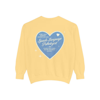 SLP Heart Patch Comfort Colors Sweatshirt | Front and Back Print