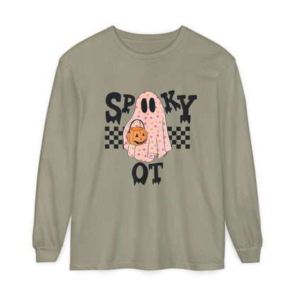 Spooky OT Checkerboard Long Sleeve Comfort Colors T-Shirt