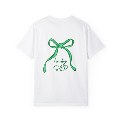 Lucky SLP Bow Comfort Colors T-Shirt | Front and Back Print