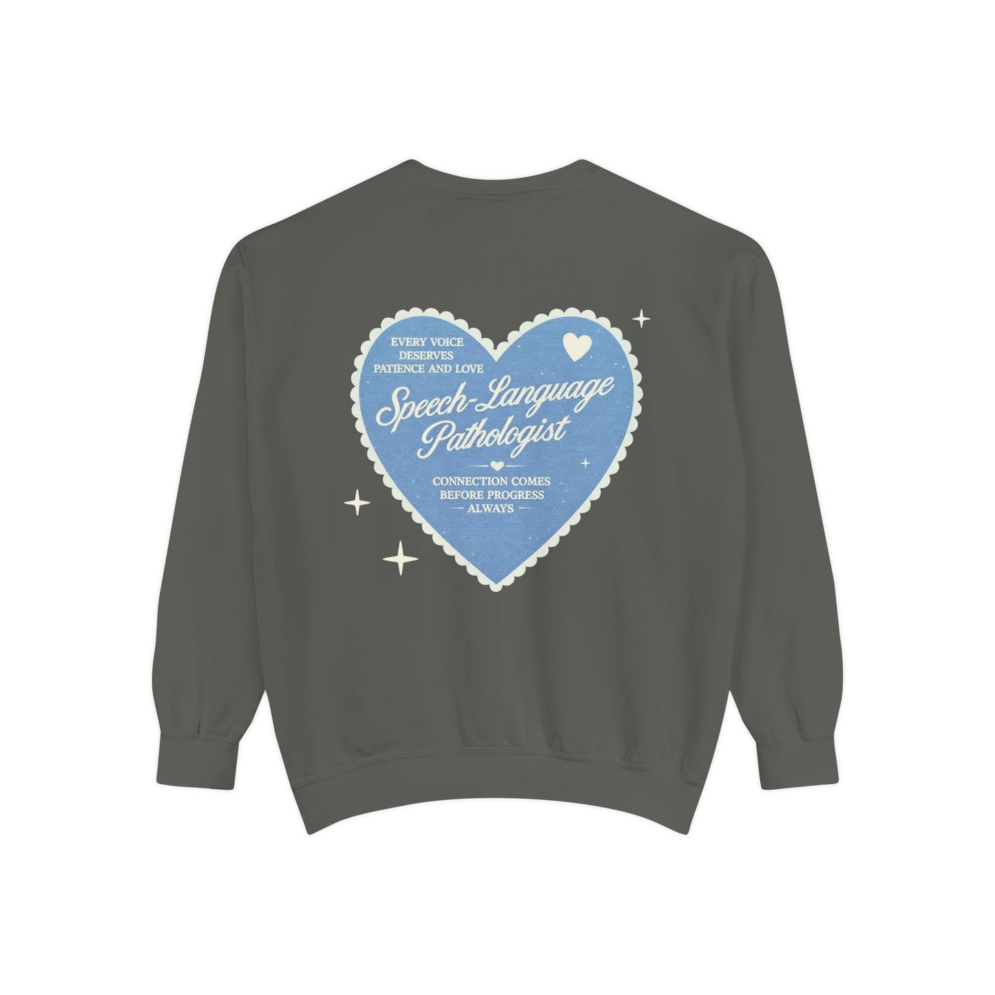 SLP Heart Patch Comfort Colors Sweatshirt | Front and Back Print