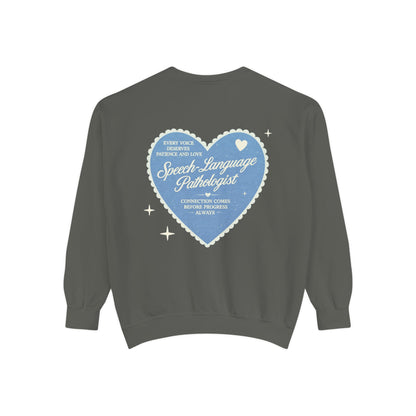 SLP Heart Patch Comfort Colors Sweatshirt | Front and Back Print