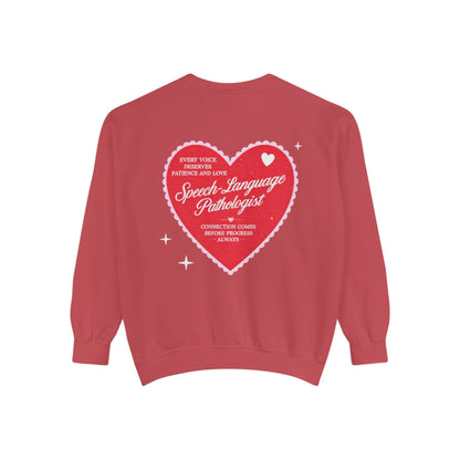 SLP Heart Patch Comfort Colors Sweatshirt | Front and Back Print