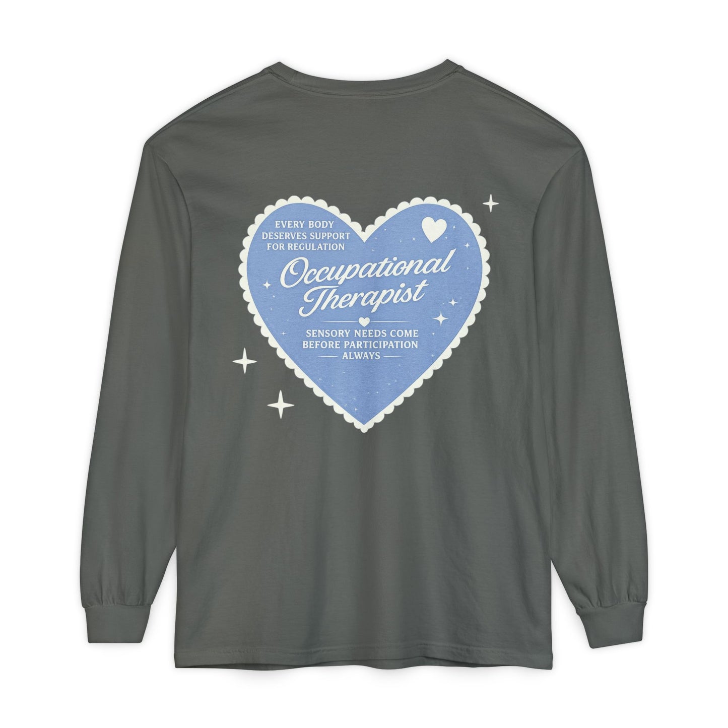 OT Heart Patch Long Sleeve T-Shirt | Front and Back Print
