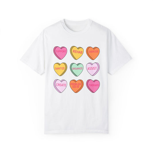 Rehab Technician Candy Hearts Comfort Colors T-Shirt
